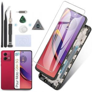 RongZy &Eacute;cran Tactile LCD Compatible avec Motorola Moto G84 5G De Remplacement LCD Tactile Vitre pour Moto G84 5G XT2347 XT2347-1 XT2347-2 avec Kit D'outils de R&eacute;paration(6.5",Noir avec Cadre) (YWLRongZy, neuf)