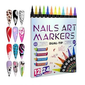 Stylo Vernis &agrave; Ongles | Imperm&eacute;able S&eacute;chage Rapide 24 Couleurs | Stylo &agrave; Pointiller pour Design &agrave; Gel - Pour, Filles, Ados, Adultes et D&eacute;butants - (SXRXHF, neuf)