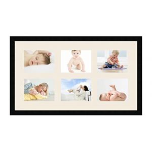 Cadres Photos p&ecirc;le m&ecirc;le multivues Blanc Cass&eacute; 6 Photo(s) 20x15 Passe Partout, Cadre Photo Mural 75x43 cm Noir, 3 cm de Largeur (RK Cadres, neuf)