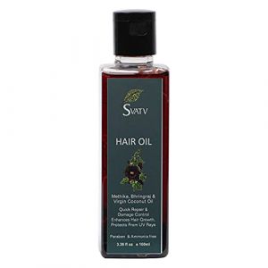 Huile capillaire SVATV avec Methika, Bhringraj et huile de noix de coco vierge Ext. Croissance des cheveux, cuir chevelu sec, cheveux clairsemés - Huile de massage capillaire pour hommes et femmes (GnG_Enteprises (Ship From India), neuf)