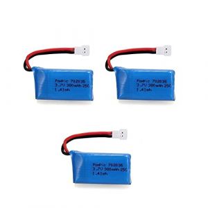 YUNIQUE GREEN-CLEAN-POWER - Lot de 3 Batteries LiPo Rechargeables 3.7V 380mAh pour Drones | Compatible avec HUBSAN X4 H107L/C/D, V252, JXD 385 | Haute qualit&eacute;, Bleu Clair/Bleu (YUNIQUE GREEN-CLEAN-POWER, neuf)