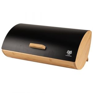 KARL HAUSMANN Boite a Pain Bois Noir avec un Couvercle en Inox - 35x25x15,5 cm - Huche &agrave; Pain Rectangulaire - Bo&icirc;te &agrave; Pain Moderne - Rangement Pain - Bread Box - Boit Pain - Coffre &agrave; Pain - Niche (Kraken Chairs, neuf)