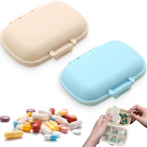 KOLZEMV 2 pi&egrave;ces Pilulier Portable,Pilluliers Journalier 7 Jours,Pilulier Avec 8 Compartiments,Plastique Bo&icirc;tes &agrave; Pilules,Distributeur De Pilules M&eacute;dicaments Pour Vitamines, Suppl&eacute;ments Et M&eacute;dicaments (ZHAO CI YK, neuf)