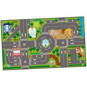 cavernedesjouets Tapis Voitures Enfant XL, 72x120cm, antiderapant - avec Feux Lumineux et 3 vehicules - Jeu Circuit Ville, City - Set Jouet Chambre et Carte (cavernedesjouets, neuf)
