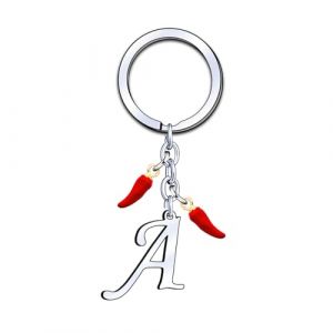YUANSI Porte-clés Initial A-Z, Pendentif Décoratif Piment, Cadeau pour Femme Homme, Anniversaire Noël (A) (pingxiangshiyuansidianzishangwuyouxiangongsi, neuf)