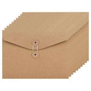 Lot de 10 porte-documents en carton et papier kraft Format A5 Pochette Document en Papier Kraft de Portable Document Dossier avec Ligne Boucle Chemises Stockage File Folder Papier pour bureau scolaire (Trusted- Direct, neuf)