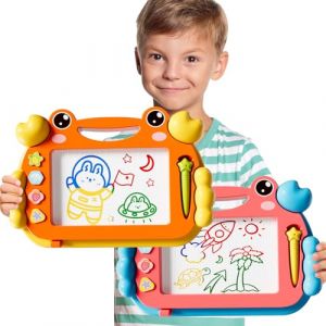 BLmukce Planche &agrave; dessin magn&eacute;tique 2 pi&egrave;ces, jouet pour enfants &acirc;g&eacute;s de 2 &agrave; 7 ans, planche &agrave; gribouiller effa&ccedil;able avec 4 couleurs, jouet &eacute;ducatif pour l'apprentissage (Heke Toys, neuf)