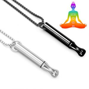 V2 Lot de 2 cha&icirc;nes respiratoires en acier inoxydable pour sevrage du tabagisme Sans fum&eacute;e Cha&icirc;ne respiratoire pour arr&ecirc;ter de fumer (Noir + Blanc), Acier inoxydable (XMSAIL, neuf)