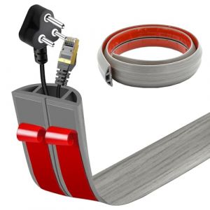 Goulotte de Câble au Sol Auto-Adhésive | Passage de Câbles Plat & Flexible | Protection Anti-Trébuchement pour Bureau & Maison (Grain de Bois Gris, 3cm x 6m) (AnkeStar, neuf)