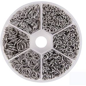 Anneaux de Saut Ouverts,1600 Pi&egrave;ces M&eacute;tal Anneaux ouverts Pour Bricolage Fabrication de Bijoux Bracelet Collier 4-10MM, argent (YIFLorine TANG, neuf)