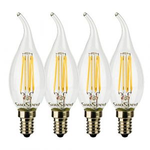 SUNSEED 4x Ampoule Filament LED Flamme E14 4W &eacute;quivalent 40W Blanc Chaud 2700K (Officine Led, neuf)