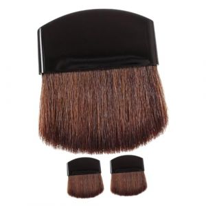 EXQUIMEUBLE Pinceaux De Maquillage Visage 3 Pièces Mini Demi-ronds Plats Pour Fond De Teint Liquide Blush Poudre Format Compact Voyage Manche Noir Poils Marron (MLOOZK, neuf)