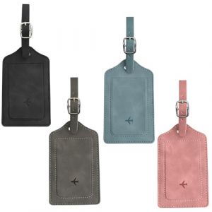 Lot de 4 Etiquette Valise, &Eacute;tiquette Bagage en Cuir, Etiquette Valise Voyage Avion avec Boucle R&eacute;glable, Inscriptible, Accessoire Voyage pour Sacs &agrave; dos, Valises, Sacs &agrave; Main (Raretong, neuf)