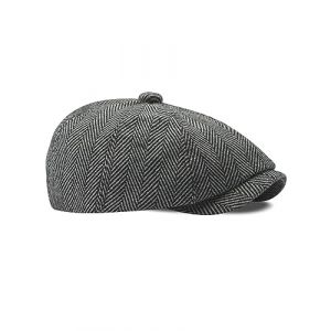 Dalababa Casquette Homme Herringbone, Casquette Gavroche R&eacute;glable, B&eacute;ret Plate Chapeau Peaky Tweed Ivy Irish Cap, Gris (WANGLINGSHANGMAO, neuf)
