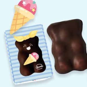 Ourson Guimauve XL | Guimauve Vanille enrobé de Chocolat Lait ou Noir | Anniversaire Remerciement Fête des Pères Plaisir d'offrir Saint Valentin Fête des Mères Pâques Noël (Glace, Chocolat Noir) (CHOCODIC Maître artisan chocolatier depuis 1995, neuf)