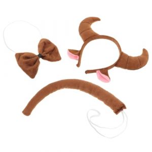 FRCOLOR 1 Jeu cheveux corne de boeuf queue et oreilles de vache bandeau oreilles de taureau deguisement animal accessoires de déguisements accessoires d'halloween cerceau de cheveux drôle (Laners, neuf)