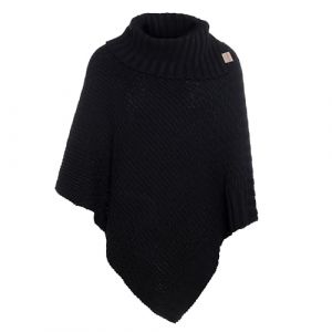 Knit Factory - Nicky Poncho Tricot&eacute; - Cape Femme - Poncho Femme - Poncho pour l&rsquo;Automne et l&rsquo;Hiver - Poncho en Laine et Acrylique - avec col &eacute;charpe - Noir - Taille Unique (Knit Factory, neuf)