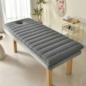 Highdi Matelas de Lit de Beaut&eacute; avec Trou pour Le Visage, Pliable Doux Conforts Matelas Salon de Beaut&eacute; &agrave; T&ecirc;te Carr&eacute;e pour SPA, Table de Massage, Lit de Massage (70x185x4cm,Gris) (Highdi, neuf)