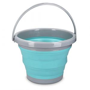 Navaris Seau Pliable 5L - Seau Portatif Usage Intérieur et Extérieur - Rangement Rétractable Idéal pour Camping Pêche Ménage Lessive Jardinage (SX-Commerce, neuf)