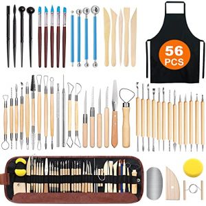 TWBEST Outils de Sculpture,56 Pcs Outil de Poterie,Outil Modelage Outil de Poterie Sculpture Argile pour Débutants,Artiste DIY,Modélisation,artisanat d'argile de Poterie,Art de Gaufrage (STORE LA PORTA GIUSEPPA S.R.L., neuf)