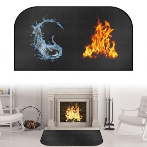 Plaque de protection contre les étincelles pour poêle de cheminée - 50 x 102 cm - Tapis de protection ignifuge semi-circulaire pour cheminées, plaque de protection contre les étincelles - Pour (Aicharynic-EU, neuf)