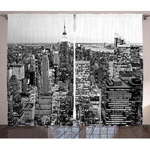 ABAKUHAUS New York Rideaux, New York Manhattan, Décoration Intérieure Accent Lot de 2 Panneaux, 280 x 245 cm, Gris (Abakuhaus, neuf)
