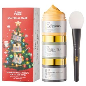 ANAiRUi Coffret Cadeau Masque Visage Argile, Masque Visage au Curcuma + Masque d'Argile Détox au thé Vert + Masque de Boue aux Minéraux de la Mer Morte (ANAIRUI EU, neuf)