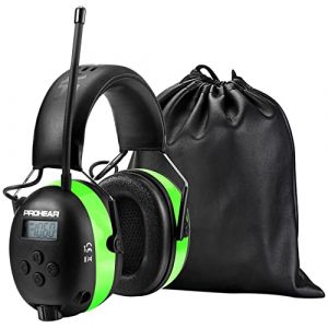 PROHEAR 033 Bluetooth Casque Anti Bruit avec FM/AM Radio, Protection Auditive Chargeable avec Technologie BT 5.4, SNR 31 dB/NRR 25dB pour Debroussailleuse, Chantier, Atelier, Jardin et Tonte - Vert (Khanswell, neuf)
