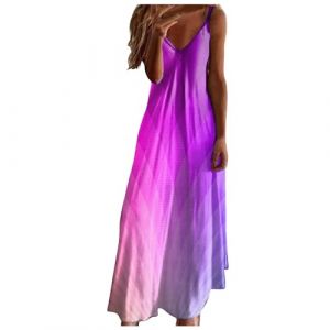 Robe Femme D'été Robe Longue Robe Blanche Col en V Ete Pas Cher Grande Taille Robe Rétro Maxi Robe Lâche Imprimé Florales Bohème Ete Mi-Longue Dress Cotton en Line Robe Tulle Femme （ Rose Vif, L) (BAULMD（90% Big Promotion Without Discount Code ）, neuf)
