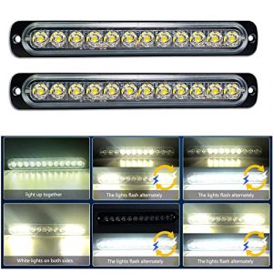 Willpower 2pcs 7.5" 12 LED Feu Stroboscopique Urgent Blanc Feux de Gabarit Lat&eacute;raux Voiture 12V 24V Barre LED Balise Clignotante de S&eacute;curit&eacute; pour Remorque Utilitaire Bateau Tracteur V&eacute;hicule (gzyizai, neuf)