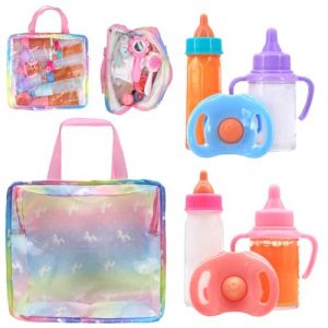 XPEX Accessoire poupon pour poussettes de poup&eacute;e, ensemble de 6 pi&egrave;ces avec sac pour b&eacute;b&eacute;, Magic Bottle Doll Accessories Furniture, Doll Care Set avec 2 bouteilles de jus, 2 biberons et 2 sucettes (UAB "DAFUHUA LT", neuf)