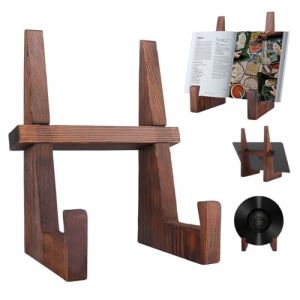 Support D&rsquo;assiettes en Bois en Forme de H, Lutrin et Porte-Livres pour Cuisine, Salon ou Bureau, Pr&eacute;sentoir Stable pour Recettes, Photos ou Disques Vinyles (Nestled-Interiors, neuf)