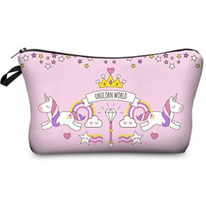 PREMYO Trousse de Maquillage Femme - Trousse Licorne Scolaire Fille Ado - Pochette &Eacute;cole Coll&egrave;ge Vanity Case Rose (PREMYO, neuf)