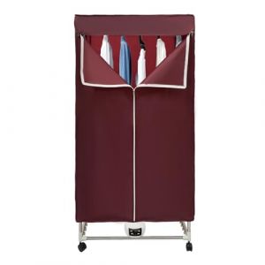 SABUIDDS Sèche-linge électrique portable avec télécommande, à pompe à chaleur, pliable, penderie, séchoir à air chaud avec minuterie, 1200 à 1500 W, pour maisons, appartements, dortoirs (bordeaux) (HAYGSAQ, neuf)