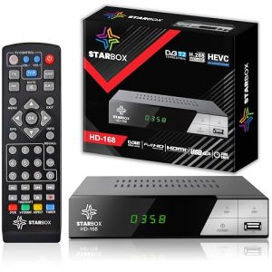 Star Box &ndash; D&eacute;codeur TNT HD-168+ DVB-T2/DVB-C, Full HD 1080p H.265, USB/HDMI/P&eacute;ritel, T&eacute;l&eacute;commande Universelle 2-en-1 &ndash; Non Compatible Parabole/Satellite (AZ-MULTISHOP-COM, neuf)