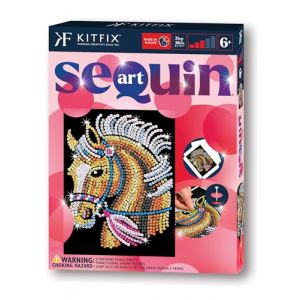Kitfix - Sequin Art Red - Perri le poney - Image à paillettes - 21 x 28 cm - Kit de création pour enfants et adultes de plus de 6 ans - 2203 (Kitfix, neuf)