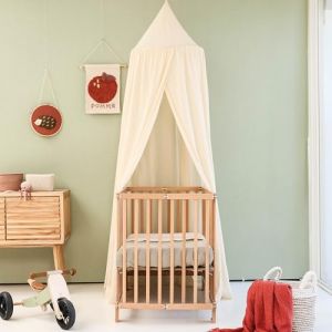 Ciel de Lit Beige Cr&egrave;me Enfant | Baldaquin Rond pour Chambre B&eacute;b&eacute; & Enfant | Moustiquaire pour Berceau, Lit ou Coin Lecture | D&eacute;coration de Chambre & Aire de Jeu (UB-STORE EU, neuf)