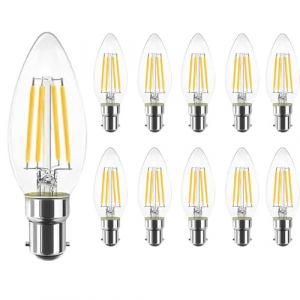WULUN B15 c35 4w Edison LED ampoules, B15 ba&iuml;onnette t&ecirc;te, &eacute;quivalent 40 Watts, 2700k blanc chaud, AC 220-240V, 400 lumens, protection oculaire, pack de 10, non dimmable, lustre. (wulun, neuf)