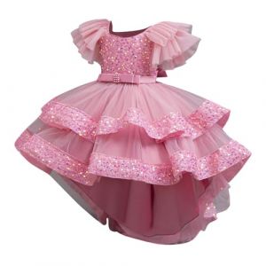 AEGJEGVD Soldes Robe Princesse Enfant Fille Dentelle Tulle en Sequins Anniversaire Robe pour La F&ecirc;te C&eacute;r&eacute;monie Robes Formelle F&ecirc;te d'anniversaire Mariage Demoiselle d'honneur Fille &Acirc;ge pour 1-10 Mois (⭐⭐⭐⭐⭐AEGJEGVD⭐⭐⭐⭐⭐, neuf)