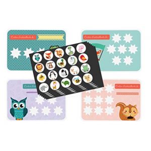 Système de récompense Animaux - Apprentissage de la propreté pour enfants - 20 cartes de récompense, 120 autocollants de récompense et diplôme pipi - Tableau de Récompenses (Boîte de propreté, neuf)