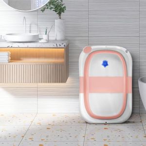 Baignoire BéBé Pliable pour Tout-petits, Bassin de Douche Portable Antidérapant Baignoire Compacte pour BéBé Nouveau-né Enfants (Pas de Thermomètre !)-63 * 43 * 20 cm-rose (Hechheu, neuf)