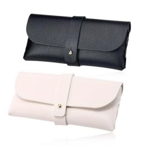 2 Pi&egrave;ces &eacute;tui lunettes cuir, PU cuir poche Sac Souple de Lunettes de Soleil,pochette de rangement pour lunettes,Stockage &eacute;tui avec Clip pour femme homme enfant(Style A) (Penglai Commerce, neuf)