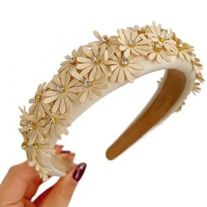 Serre-tête en tissu antidérapant avec motif tête de mort pour femme avec strass et fleurs (qingqingR, neuf)