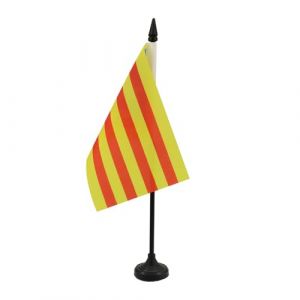 AZ FLAG - Drapeau De Table Catalogne Estelada - 15x10 cm - Mini Drapeau Catalan Indépendentiste De Bureau 100% Polyester Avec Hampe De 25cm Et Socle En Plastique Noir (AZ-FLAG, neuf)