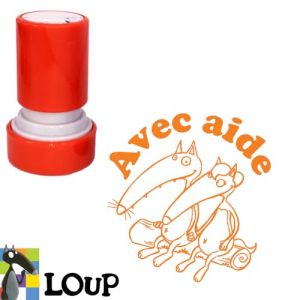 Avec aide, Tampons Auto-Encreurs Pour Les Enseignants. 22mm, Reencrable, Encre Orange. Loup (Auzou) * (Education Enchant&eacute;e, neuf)