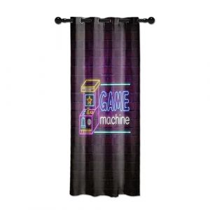 YONGFOTO 107x160cm Rideaux de Jeu pour Salle de Jeux Néon Rétro Borne d'arcade Fluorescent Rideaux occultants pour Chambre de garçon, 1 Panneau avec œillet (YongFoto Home, neuf)