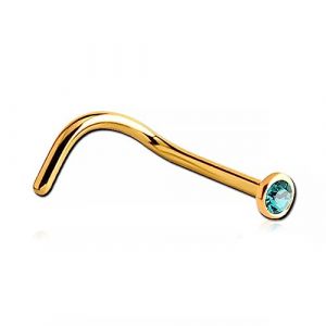 Inoki - Stud de nez plaqu&eacute; or 18k cristal autrichien 2.25mm - Tige 0.8 mm, Long. 6.5 mm, &Eacute;l&eacute;m. 2.35 mm - Zircon Bleu (INOKI PIERCING, neuf)