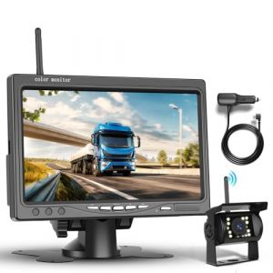 Kit caméra arrière sans Fil 1080P HD avec écran 7 Pouces, Podofo caméra de recul sans Fil pour Voiture, remorque, Camping-Car, Bus, directives de Bricolage, BSD, IP68 Waterproof (Podofo, neuf)