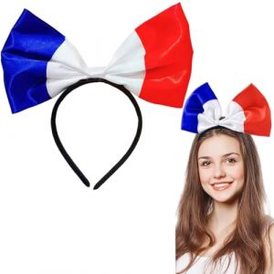 France Bandeau avec Noeud Cadeau de Drapeau Français Bleu Blanc Rouge pour Fête - Fans de Football Français, Femmes, Filles (WUSEYUN, neuf)