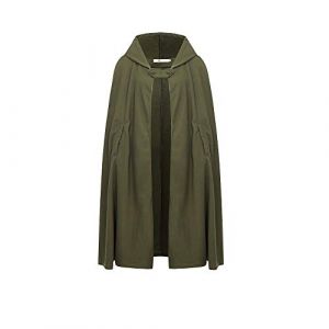 Femme Hiver Automne Élégant Couleur Unie Longue Cape à Capuche Poncho Veste Blouson Manteau Tops Longue Robes Chaude (XL, Court - Vert armée) (JL TECHONLOGY COMPANY, neuf)